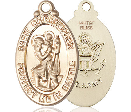 Extel Oval Large 14kt Gold Filled St Christopher Medal USA