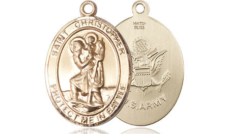 Extel Oval Medium 14kt Gold Filled St Christopher Medal USA