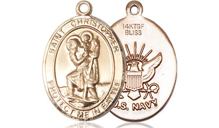 Extel Oval Medium 14kt Gold Filled St Christopher Navy Medal