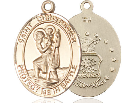 Extel Oval Large 14kt Gold Filled St Christopher Medal USA
