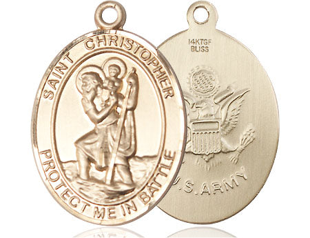 Extel Oval Large 14kt Gold Filled St Christopher Army Medal