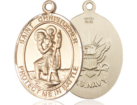 Extel Oval Large 14kt Gold Filled St Christopher Navy Medal