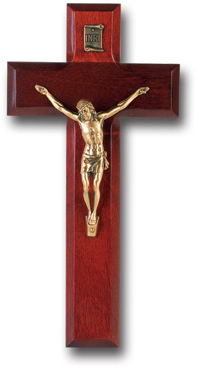 Medium Catholic Dark Cherry Wood Wall Crucifix 8 Inch Decor