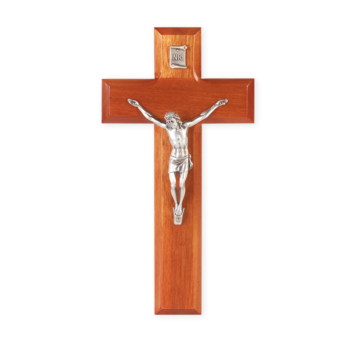 Medium Catholic Natural Cherry Wood Wall Crucifix 8 Inch