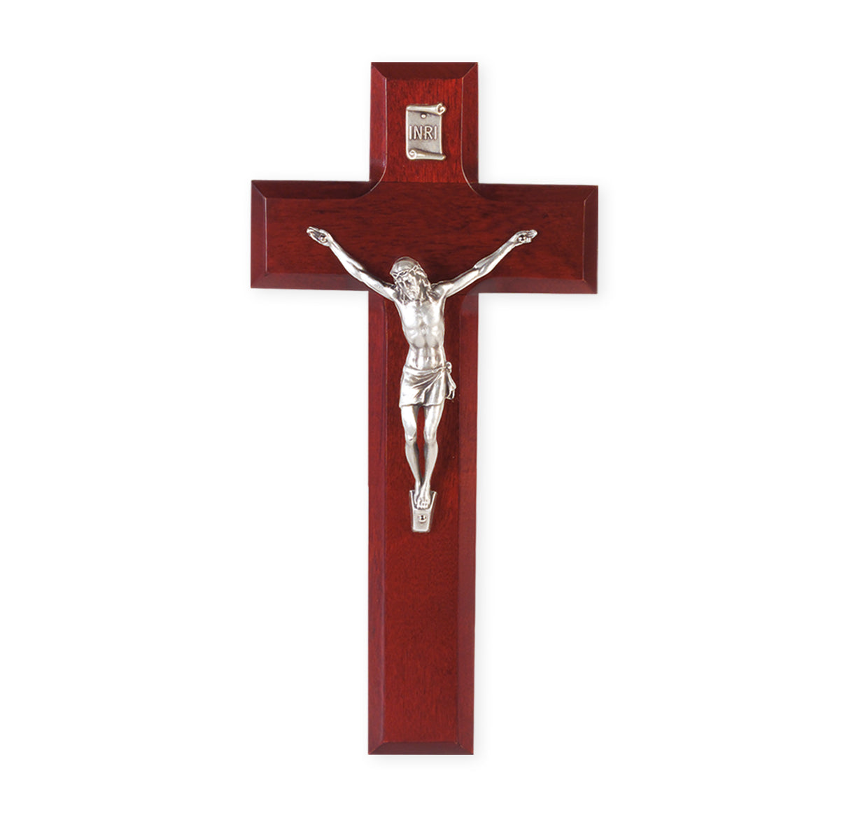 Medium Catholic Dark Cherry Wood Wall Crucifix 11 Inch