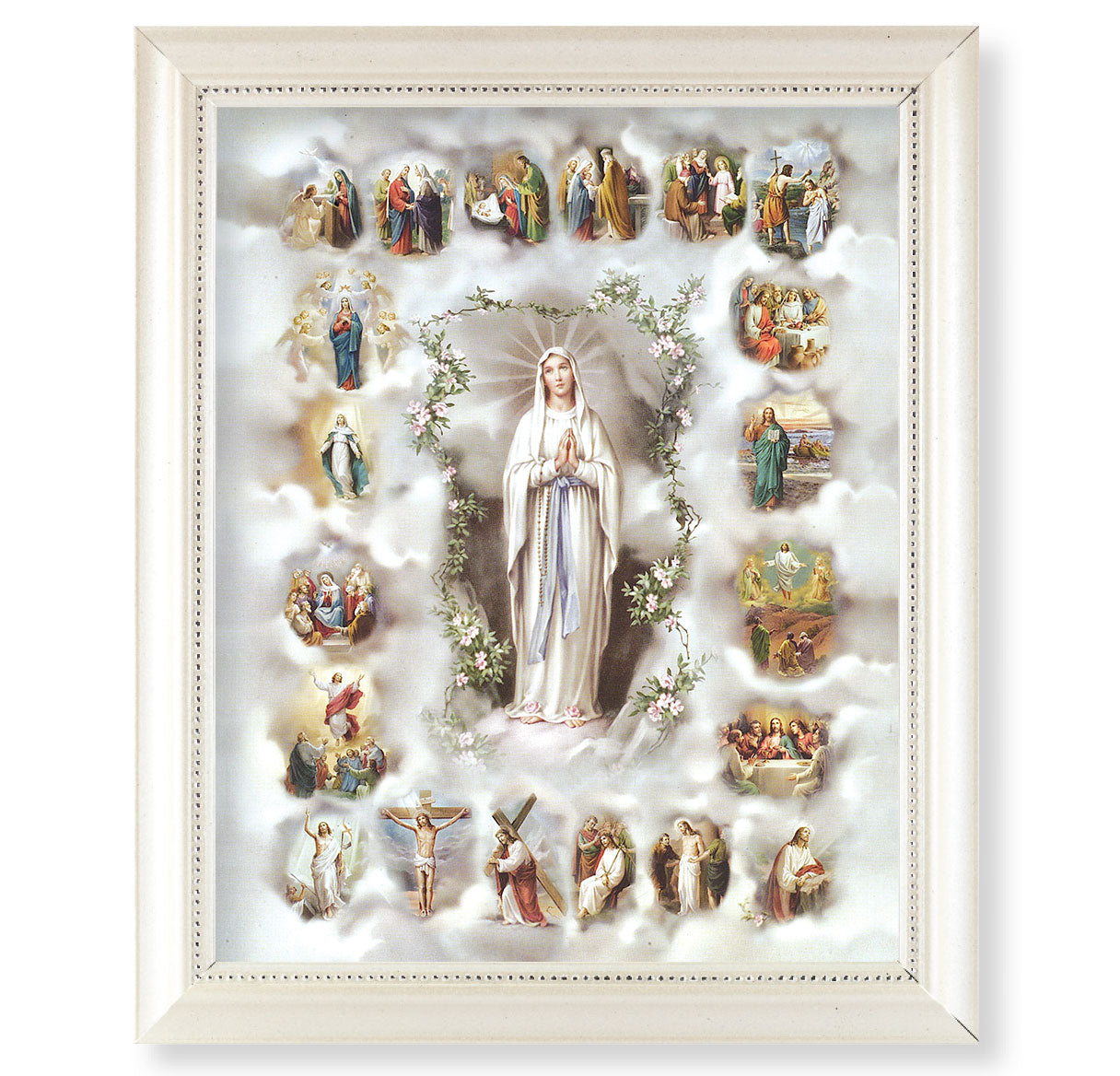 Mysteries of the Rosary Picture Framed Wall Art Decor Large