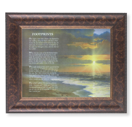 Footprints Picture Framed Wall Art Decor Large Antique Gold Frame