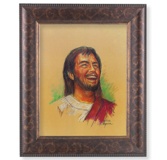Laughing Jesus Picture Framed Wall Art Decor Large Frame