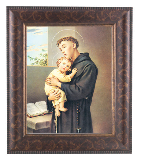 St. Anthony Picture Framed Wall Art Decor Large Antique Gold Frame