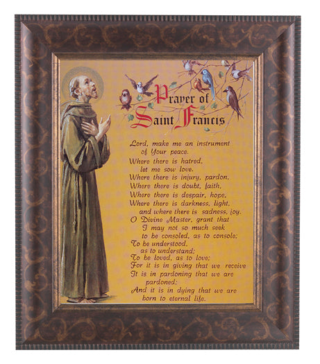 Prayer to St. Francis Framed Wall Art Decor Large Antique Gold