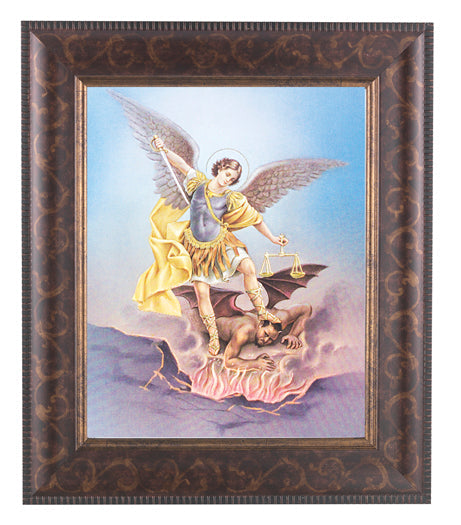 St. Michael Picture Framed Wall Art Decor Large Antique Gold Frame