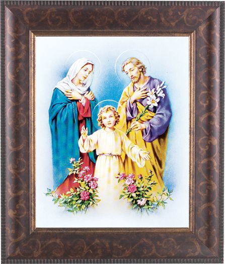 Holy Family Picture Framed Wall Art Decor, Large Antique Gold Frame
