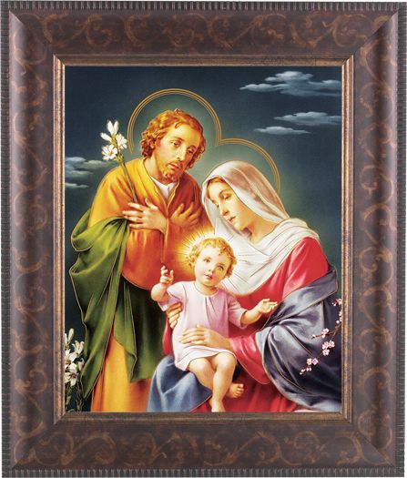 Holy Family Picture Framed Wall Art Decor Large Antique Gold Frame