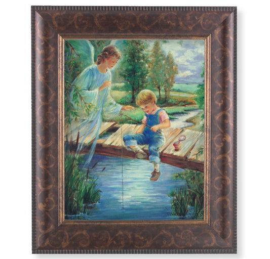 Guardian Angel with Boy Picture Framed Wall Art Decor