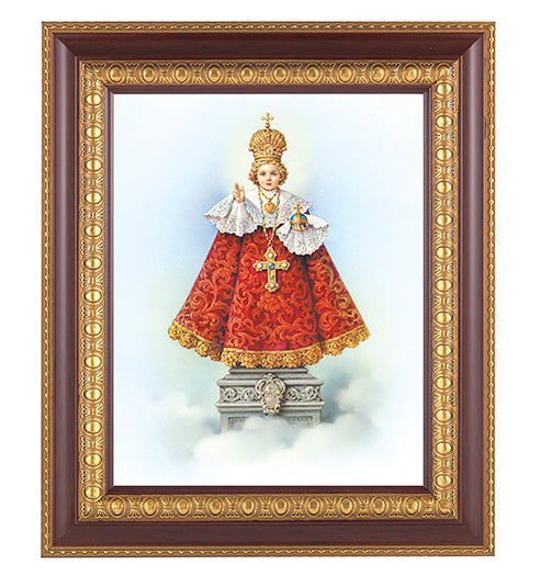 Infant of Prague Picture Framed Wall Art Decor Large Dark Cherry Gold Frame
