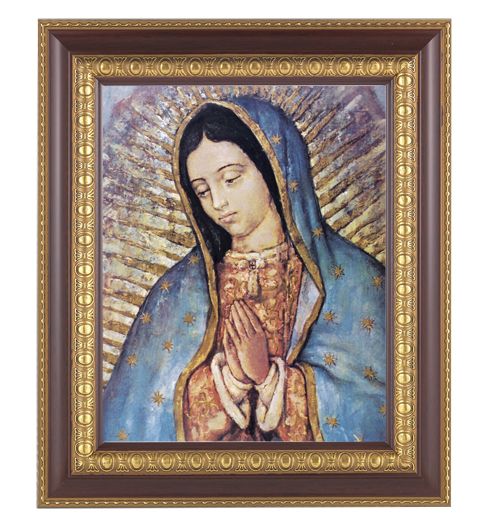 Our Lady of Guadalupe Picture Framed Wall Art Decor Large Dark Cherry Frame