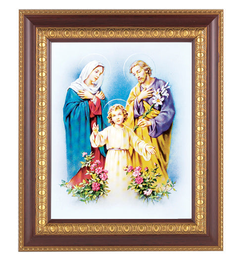 Holy Family Picture Framed Wall Art Decor Large Dark Cherry