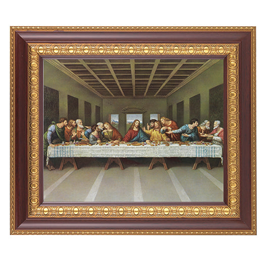 Last Supper Picture Framed Wall Art Decor Large Dark Cherry