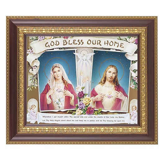 House Blessing - SHJ-IHM Picture Framed Wall Art Decor Large, Dark Cherry with Gold Egg and Dart Detailed Frame