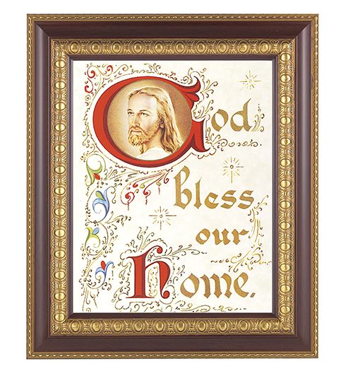 House Blessing Picture Framed Wall Art Decor Large Dark Cherry Frame