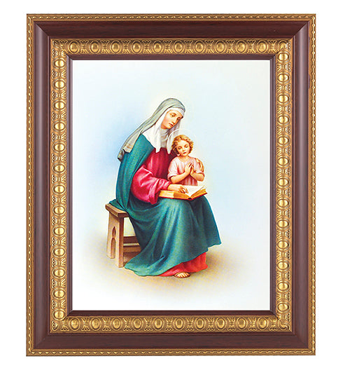 St. Anne Picture Framed Wall Art Decor Large Dark Cherry Frame