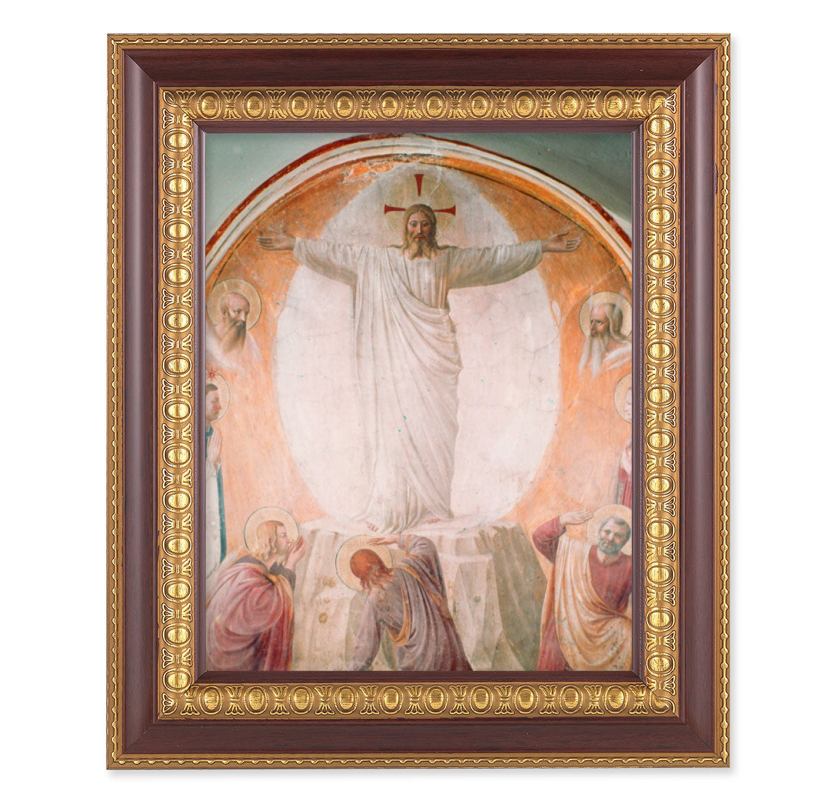 Transfiguration of Christ Picture Framed Wall Art Decor Large, Dark Cherry with Gold Egg and Dart Detailed Frame
