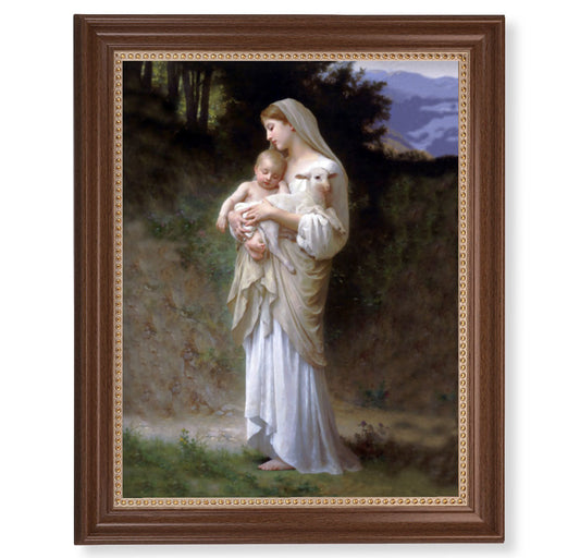 Divine Innocence Picture Framed Wall Art Decor Extra Large, Classic Dark Walnut Finished Frame with Gold Beaded Lip