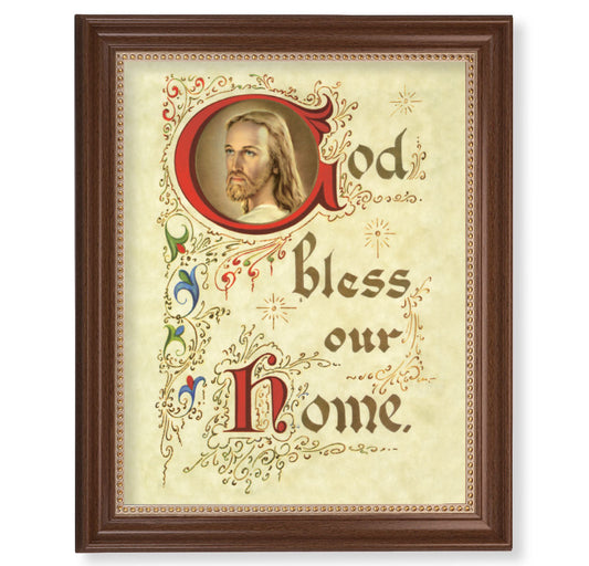 House Blessing  Picture Framed Wall Art Decor Extra Large, Classic Dark Walnut Finished Frame with Gold Beaded Lip