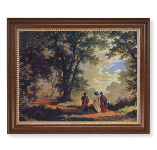 Way to Emmaus Picture Framed Wall Art Decor Extra Large, Classic Dark Walnut Finished Frame with Gold Beaded Lip