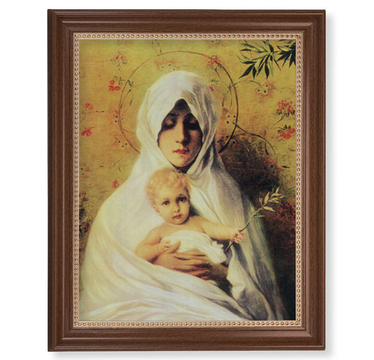 Our Lady of the Palm Picture Framed Wall Art Decor Extra Large, Classic Dark Walnut Finished Frame with Gold Beaded Lip