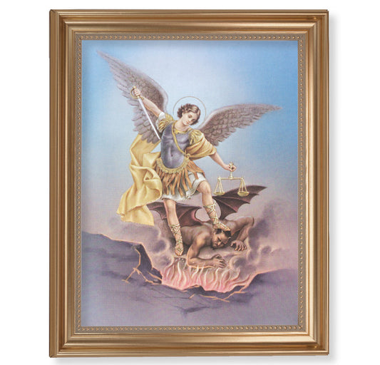 St. Michael Picture Framed Wall Art Decor Extra Large Classic Gold-Leaf Fluted Frame