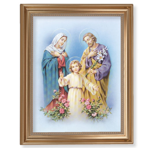 Holy Family Picture Framed Wall Art Decor, Extra Large, Classic Gold-Leaf Fluted Frame with Beaded Lip