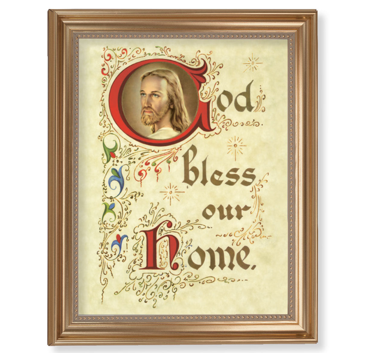 House Blessing Picture Framed Wall Art Decor Extra Large, Classic Gold-Leaf Fluted Frame with Beaded Lip
