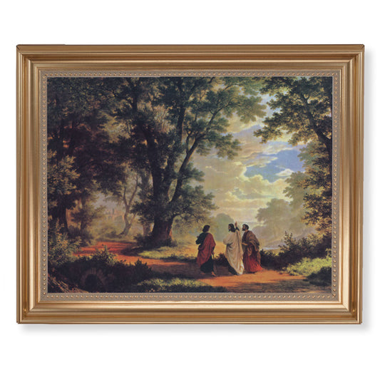 Way to Emmaus Picture Framed Wall Art Decor Extra Large, Classic Gold-Leaf Fluted Frame with Beaded Lip