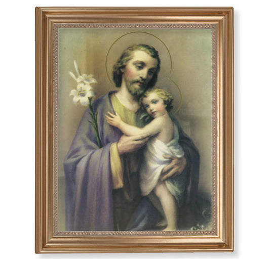 St. Joseph Picture Framed Wall Art Decor Extra Large Classic Gold-Leaf Fluted Frame