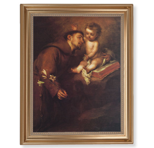 St. Anthony Picture Framed Wall Art Decor Extra Large Classic Gold-Leaf Fluted Frame