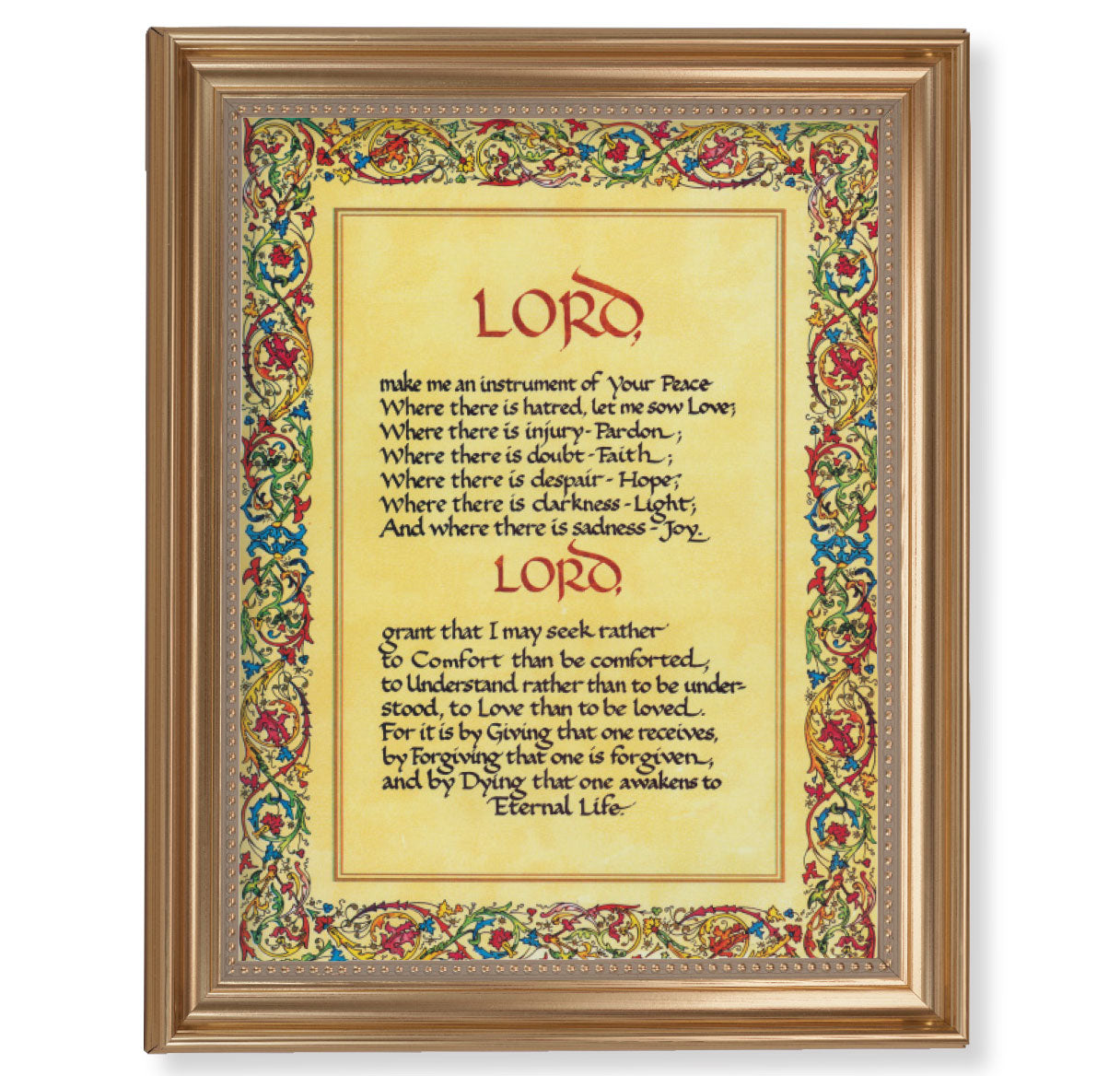 St. Francis Peace Prayer Picture Framed Wall Art Decor Extra Large Classic Gold-Leaf Frame