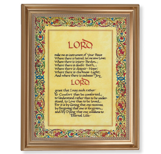 St. Francis Peace Prayer Picture Framed Wall Art Decor Extra Large Classic Gold-Leaf Frame