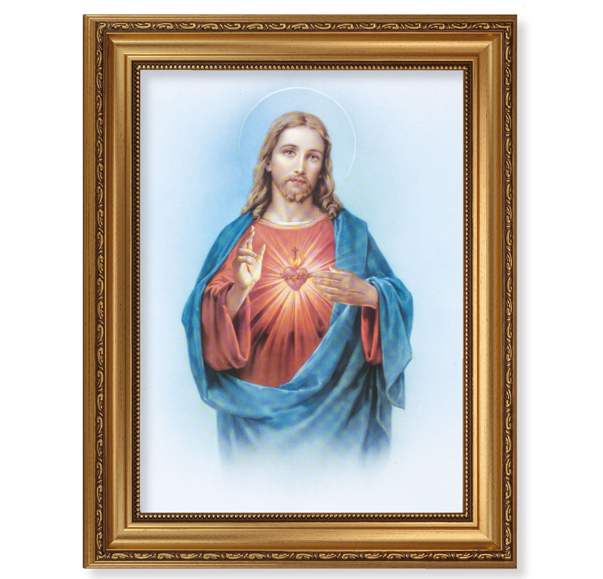 Sacred Heart of Jesus Antique Picture Framed Wall Art Decor