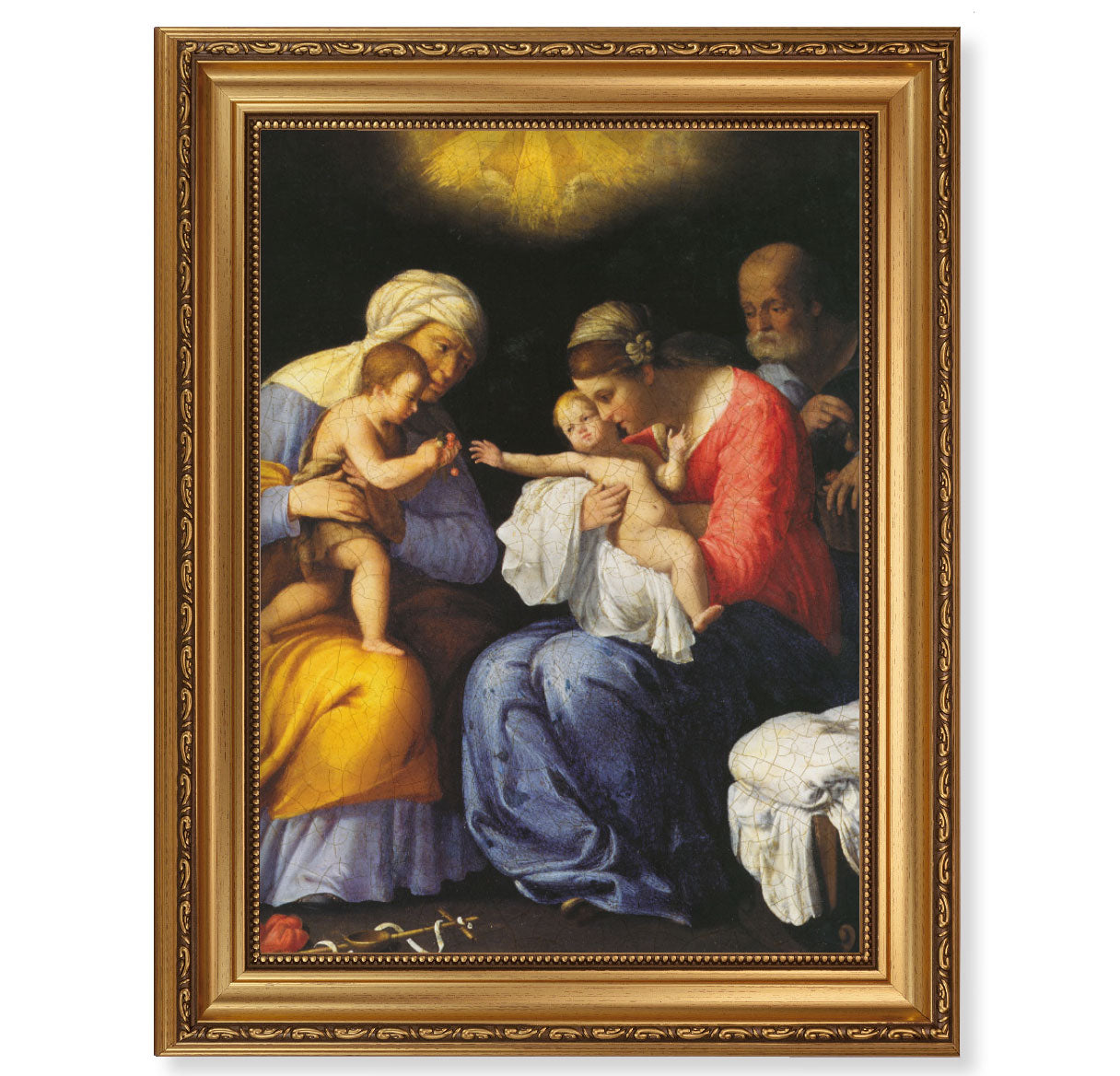 St. Anne, John the Baptist and the Holy Family Antique Picture Framed
