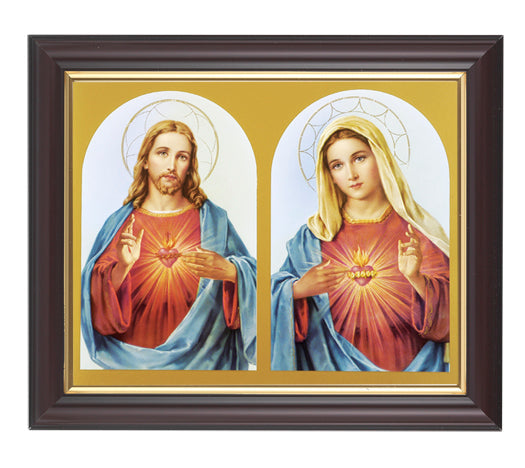 The Sacred Hearts Picture Framed Wall Art Decor, Medium, Classic Fluted Dark Walnut Finished Frame with Gold-Leaf Lip