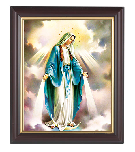 Our Lady of Grace Picture Framed Wall Art Decor, Medium, Classic Fluted Dark Walnut Finished Frame with Gold-Leaf Lip