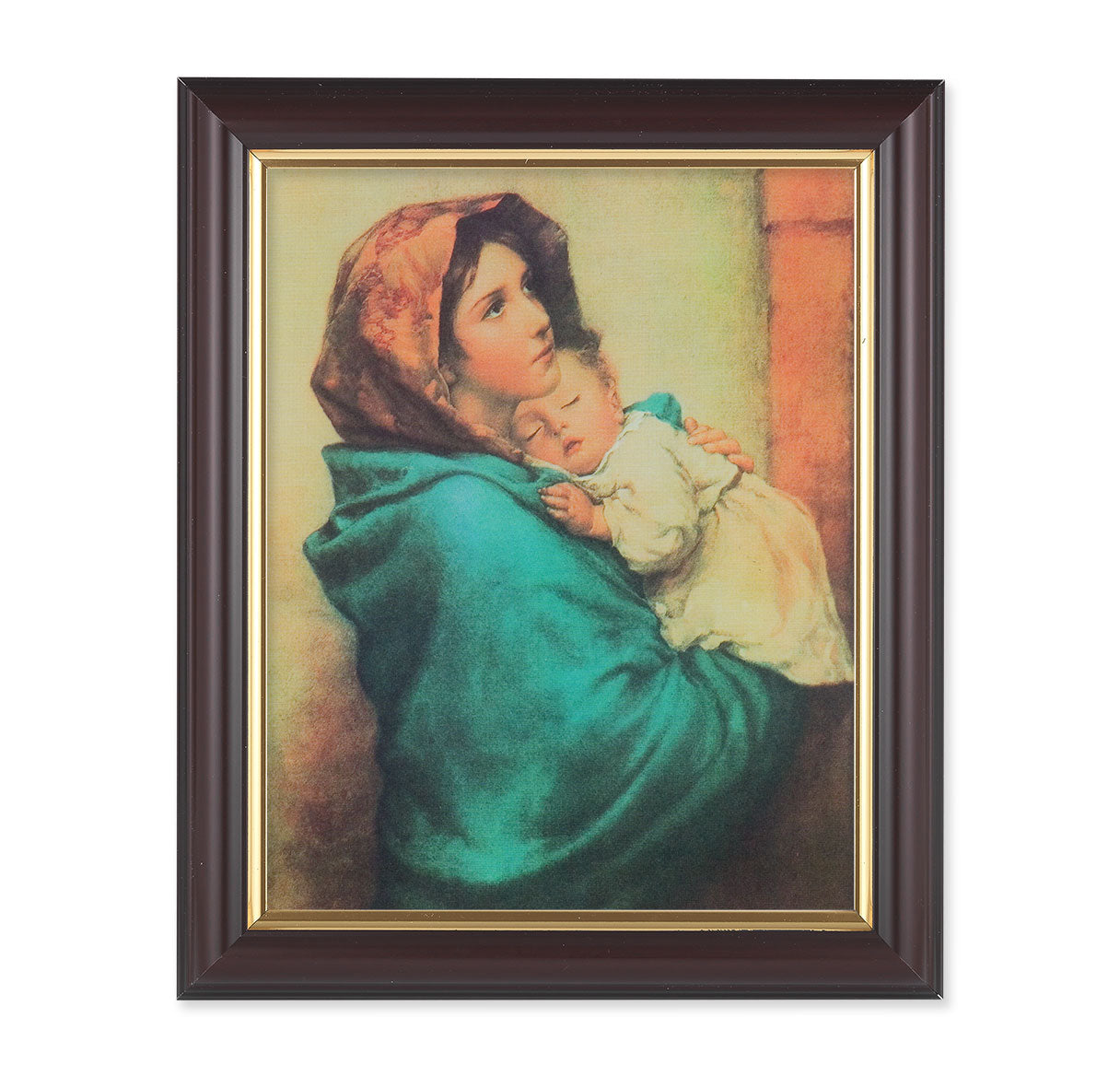 Madonna of the Streets Picture Framed Wall Art Decor Medium, Classic Fluted Dark Walnut Finished Frame with Gold-Leaf Lip