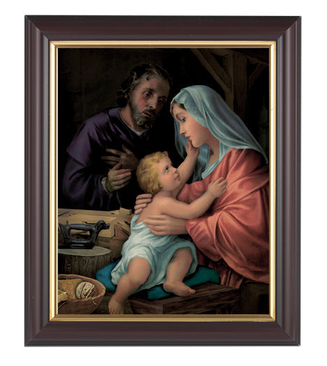 Holy Family Picture Framed Wall Art Decor, Medium, Classic Fluted Dark Walnut Finished Frame with Gold-Leaf Lip