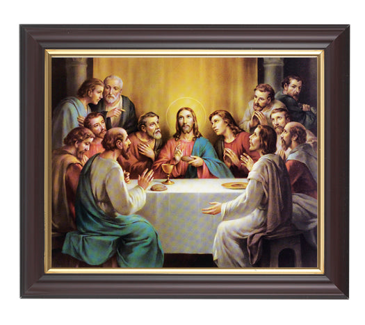 Last Supper Picture Framed Wall Art Decor, Medium, Classic Fluted Dark Walnut Finished Frame with Gold-Leaf Lip