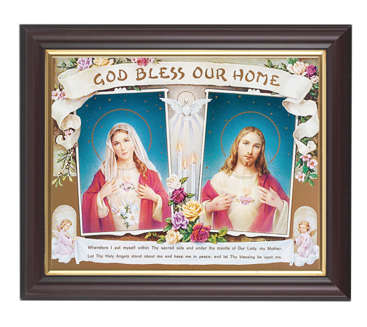 House Blessing-SHJ-IHM Picture Framed Wall Art Decor Medium, Classic Fluted Dark Walnut Finished Frame with Gold-Leaf Lip