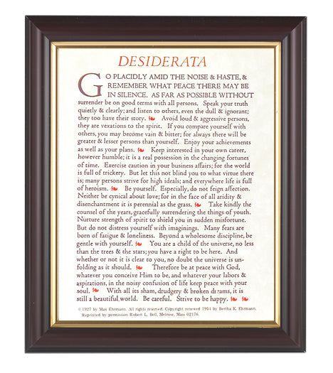 Desiderata Picture Framed Wall Art Decor Medium Classic Frame