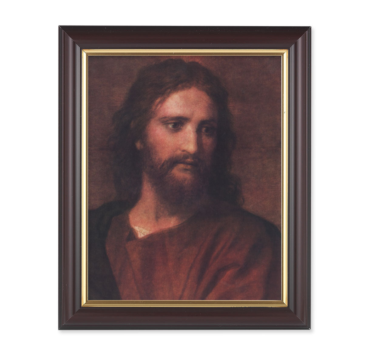 Christ at 33 Picture Framed Wall Art Decor Medium, Classic Fluted Dark Walnut Finished Frame with Gold-Leaf Lip