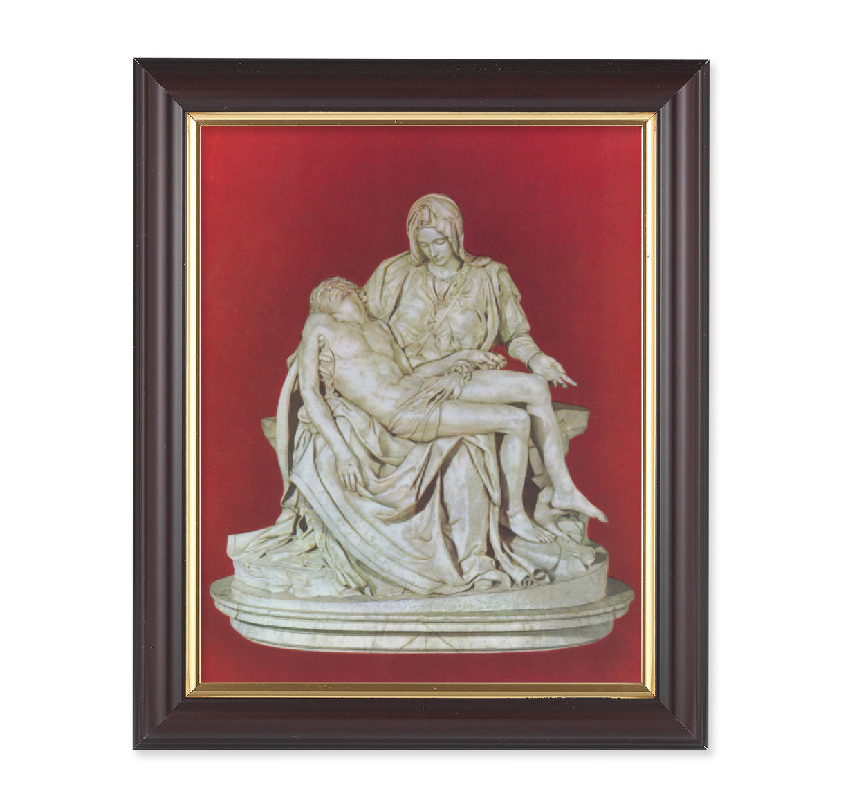 The Pieta Picture Framed Wall Art Decor, Medium, Classic Fluted Dark Walnut Finished Frame with Gold-Leaf Lip