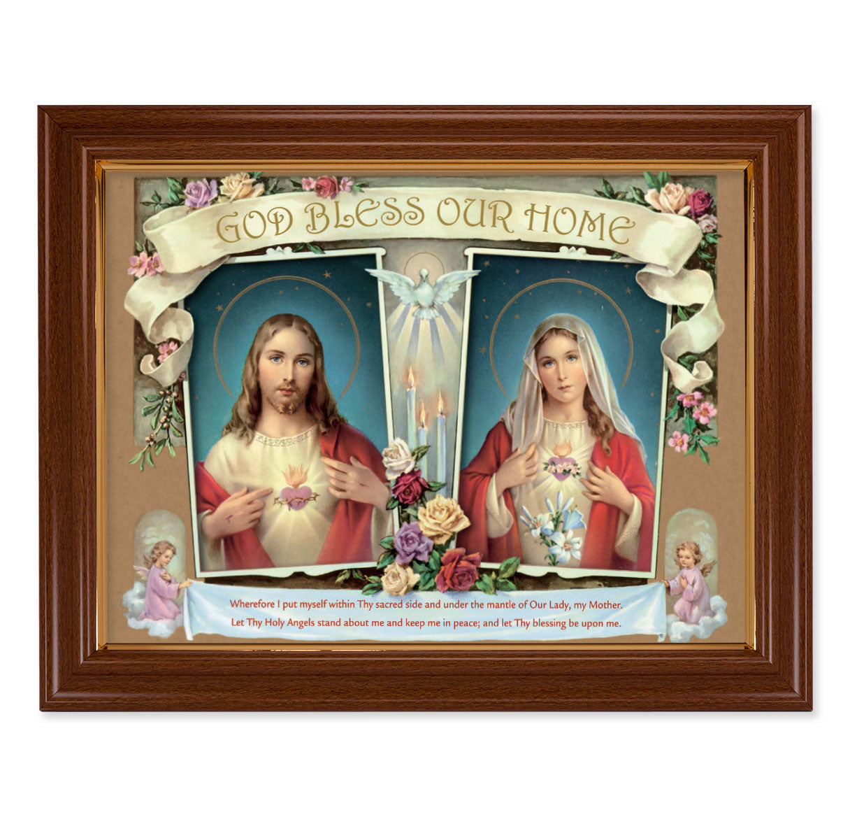 House Blessing - SHJ & IMH Picture Framed Wall Art Decor Extra Large, Traditional Dark Walnut Finished Frame with Thin Gold Lip